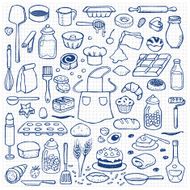 Hand drawn doodle set with bakery elements N2