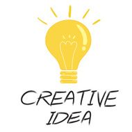 Doodle yellow light bulb inspiration creative idea concept