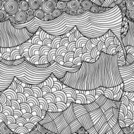 Seamless artistically ethnic pattern Hand-drawn sea waves