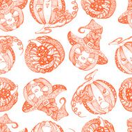 Decorative seamless pattern with pumpkins for Halloween