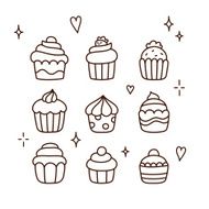 Hand drawn cupcakes N2