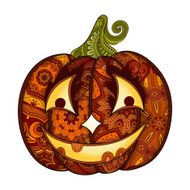Vector Decorative Colored Pumkin with Smile Isolated on White Background N2