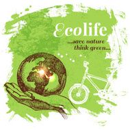 Sketch ecology background Hand drawn vector illustration N6
