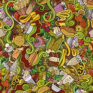 Cartoon vector hand-drawn Doodles on the subject of fast food