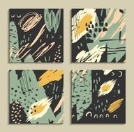 Set of creative universal cards Hand Drawn textures N2