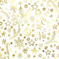 Christmas and New Year golden seamless pattern N5