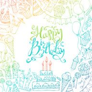 Hand-drawn Happy Birthday square background