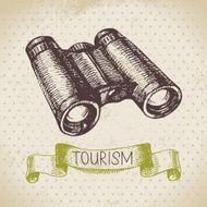 Vintage sketch tourism background Hike and camping hand drawn i N8