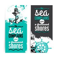 Set of travel grunge banners Sea nautical design Hand drawn