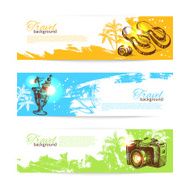 Banner set of travel colorful tropical splash backgrounds Holid N3