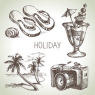 Travel and holiday set Hand drawn sketch illustrations N4