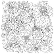 Beautiful doodle art flowers Zentangle floral pattern N14