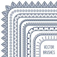 Ethnic hand drawn vector line border set and hipster scribble N9