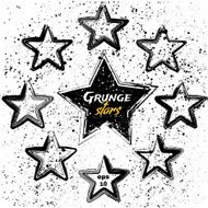 Vector set of black grunge stars