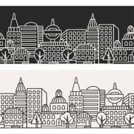 Town seamless pattern with hand drawn houses N12