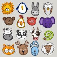 Vector set of hand drawn funny doodle animals sketch style N2