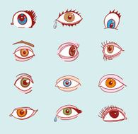 Set of eyes vector icon illustration
