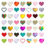 Mega set of 49 colorful scrapbook hearts