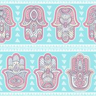 Vector Indian hand drawn hamsa seamless pattern N13