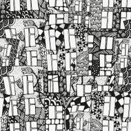Seamless pattern with artistically houses