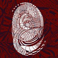 Ethnic vector white Pattern with Snakes on red Background N2