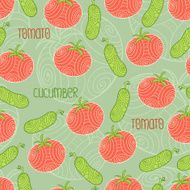 Seamless Background with tomatoes and cucumbers