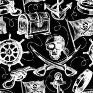 Hand drawn pirate seamless pattern Sketch vector illustration N2