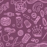 Seamless vector doodle sewing and needlework pattern