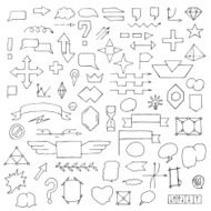 Set of hand drawn doodle speech bubbles and signs N2