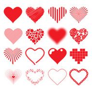 Different hearts icons set love passion valentines day design