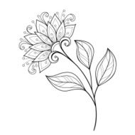 Vector Beautiful Monochrome Contour Flower N22