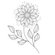 Vector Beautiful Monochrome Contour Flower N23