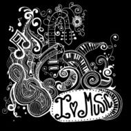 I Love Music Sketchy Notebook Doodles and Swirls Hand-Drawn N4