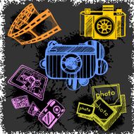 Retro photo camera set in vector N2