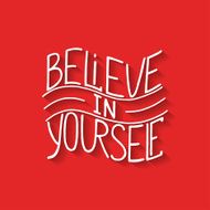 Card with handdrawn typography design element on red background