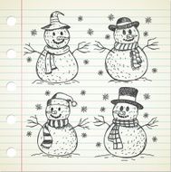 set of snowman doodle