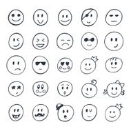 Set of hand drawn smiley funny faces with different expressions