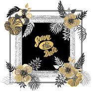 Vintage inspired summer tropical flowers and leaves N14