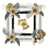 Vintage inspired summer tropical flowers and leaves N15