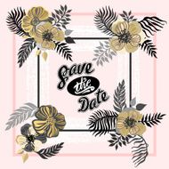 Vintage inspired summer tropical flowers and leaves N16