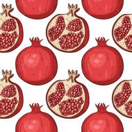 Seamless pattern with hand-drawn pomegranate N6