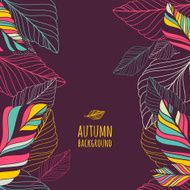 Vector hand drawn doodle leaves seamless pattern Autumn background N4