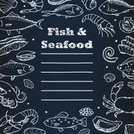 Fish and Seafood menu on chalkboard