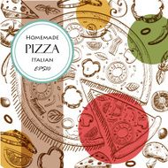 pizza food cover drawing style template N3