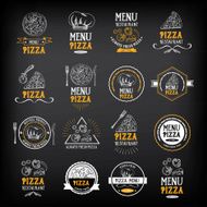 Pizza menu restaurant badges Food design template N8