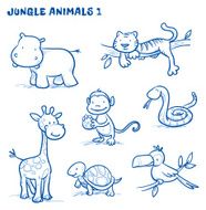 Cute cartoon jungle safari animals N4