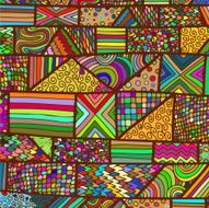 ZENTANGLE LINES PATTERN COLORED BRIGHT BROWN