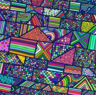 ZENTANGLE LINES PATTERN COLORED BRIGHT BLUE