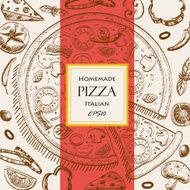 pizza food cover drawing style template N4