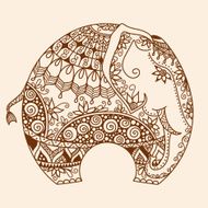 vector Henna mehndi decorated Indian Elephant N3